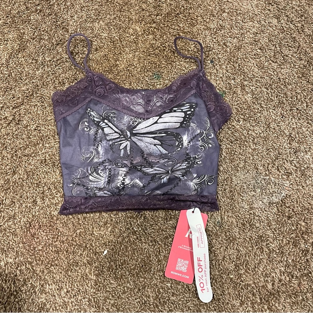 NWT Graphic Lace Trim Cami